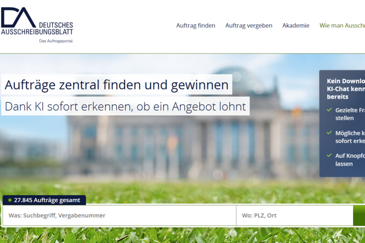 Ankündigung KI-Chat auf Homepage Auftragsportal Ankündigung KI-Chat auf Homepage Auftragsportal