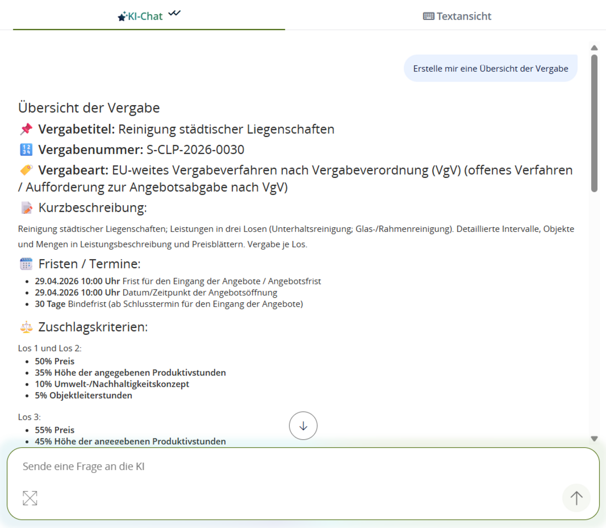 KI-Chat mit Vergabeunterlagen